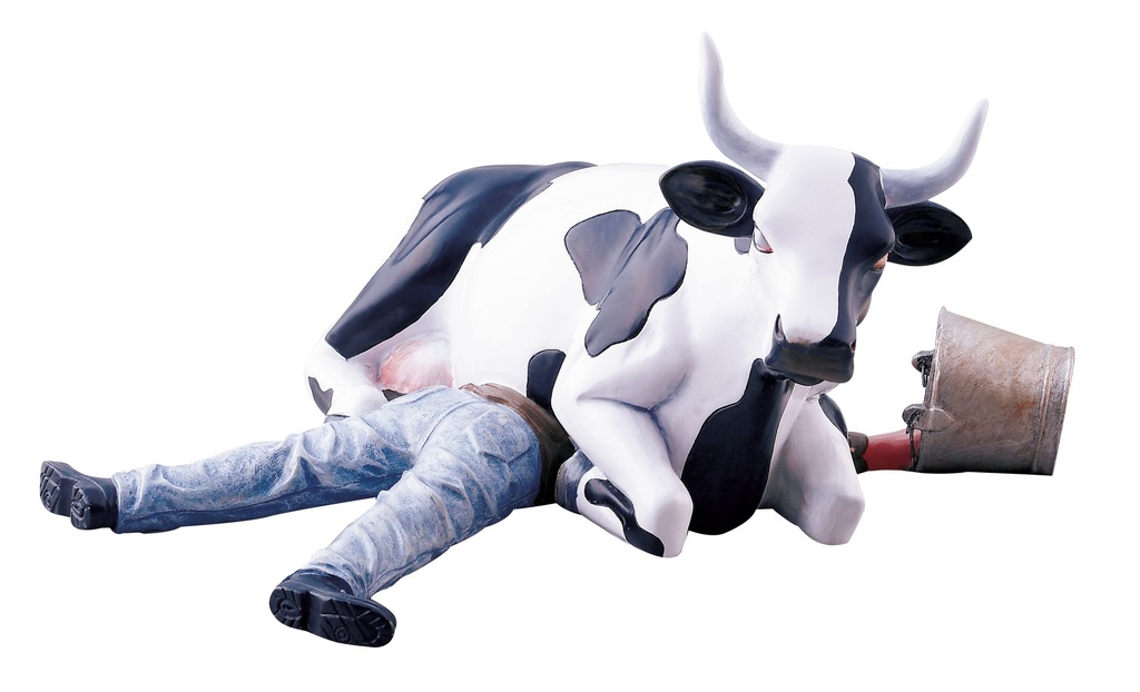 Cow Sitting on Man/ Ni Mu (medium)