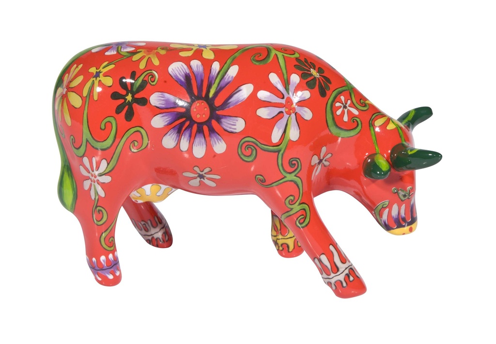 [47454] Flower Lover Cow (medium ceramic)